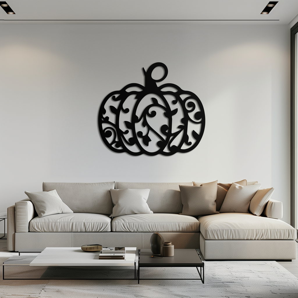 Elegant Ornamental Pumpkin Metal Wall Art