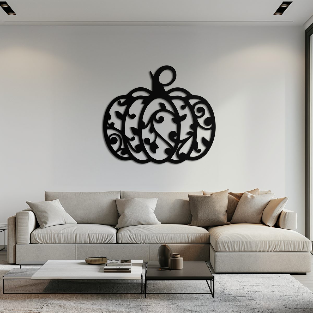 Elegant Ornamental Pumpkin Metal Wall Art
