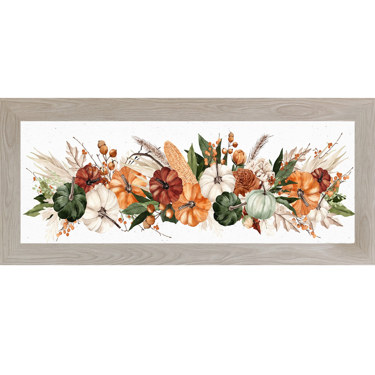 Harvest Pumpkin & Wheat Panoramic Farmhouse Wall Art