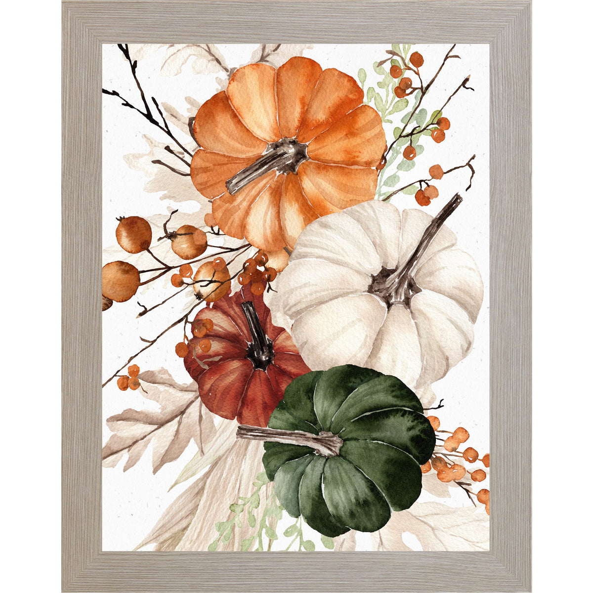 Watercolor Pumpkin Bouquet Farmhouse Wall Art