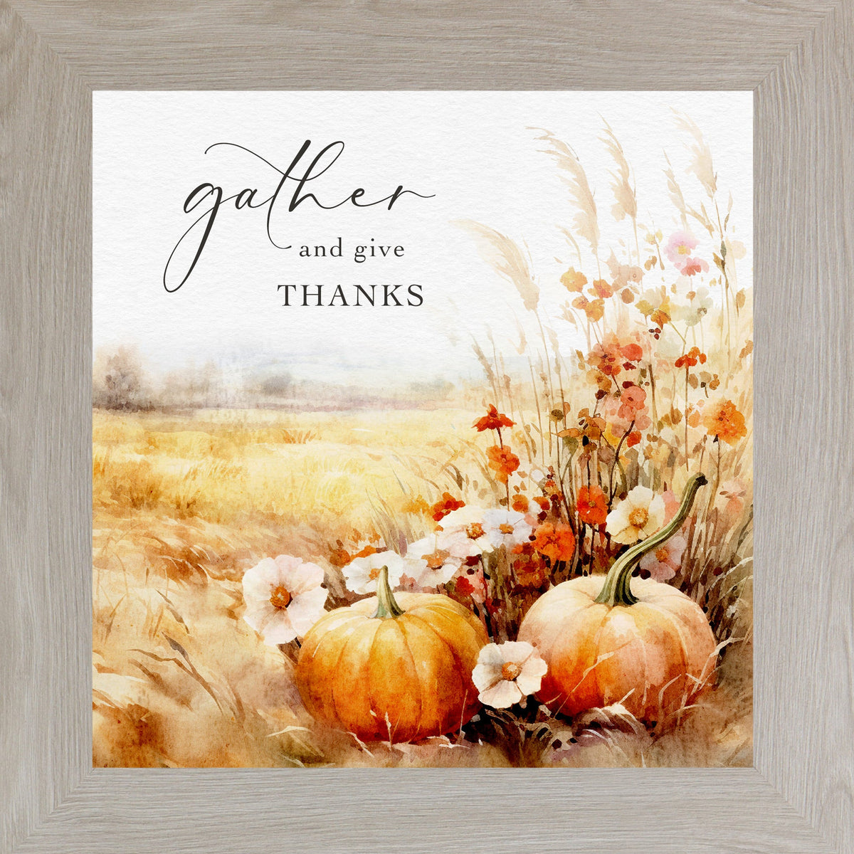 Gather & Give Thanks Watercolor Pumpkin Wall Art