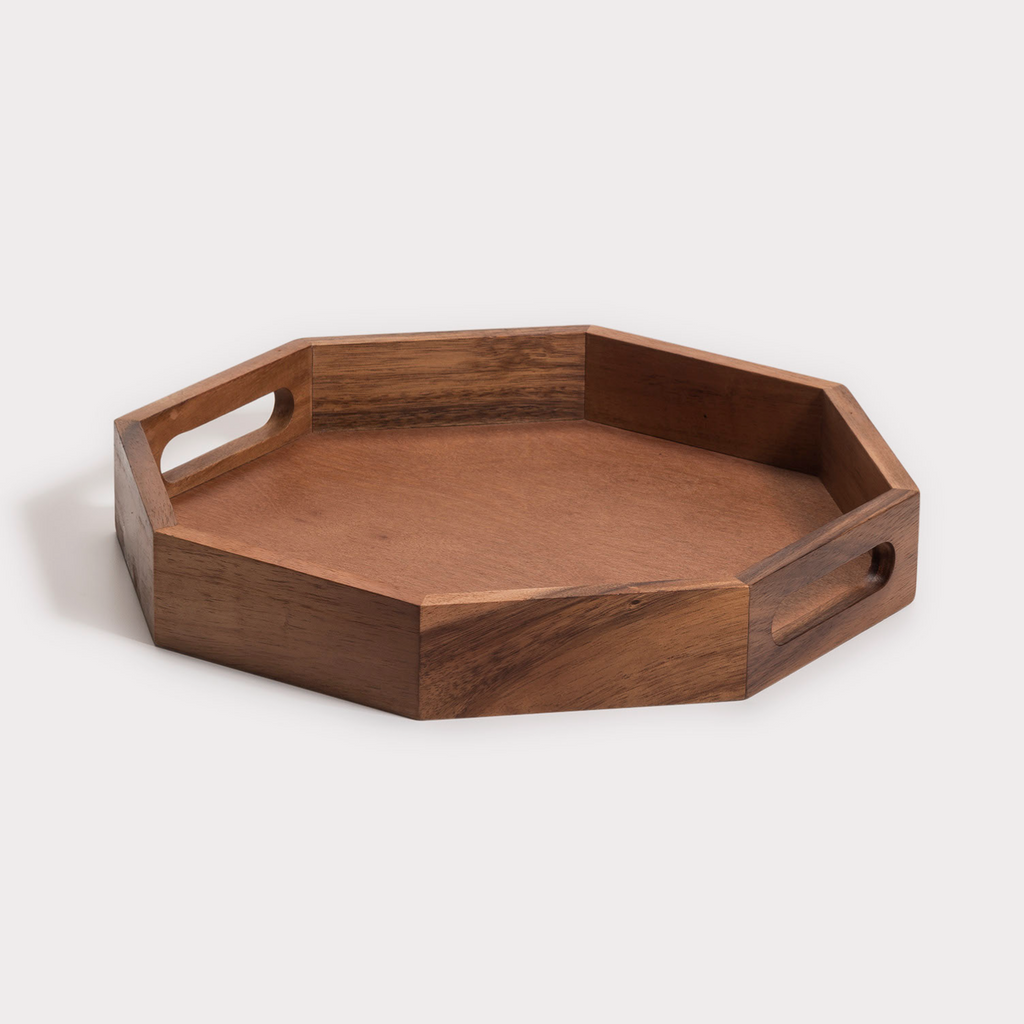 Acacia Wood Octagon Serving Tray