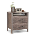Grey Farmhouse Two-Drawer Nightstand