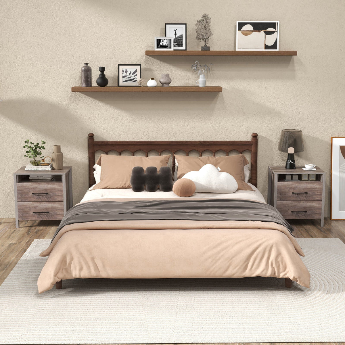 Grey Farmhouse Two-Drawer Nightstand