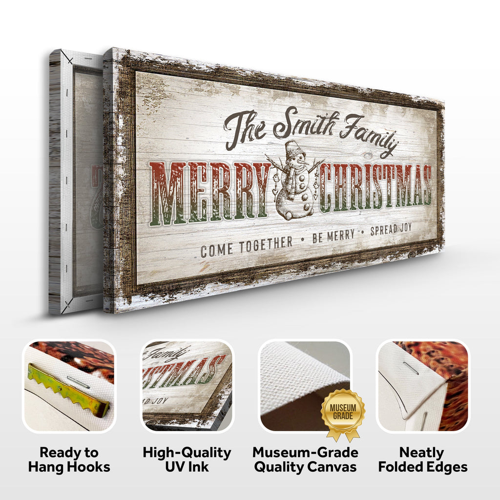 Rustic Merry Christmas Farmhouse Canvas Sign
