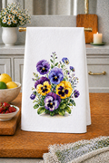 Pansy Floral Cottage Kitchen Towel
