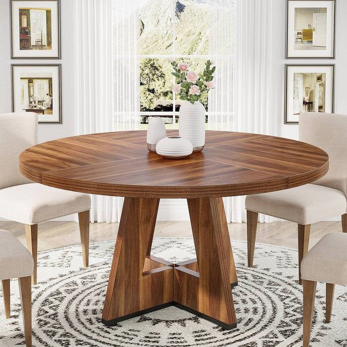 Vintage Brown 47-Inch Round Farmhouse Dining Table