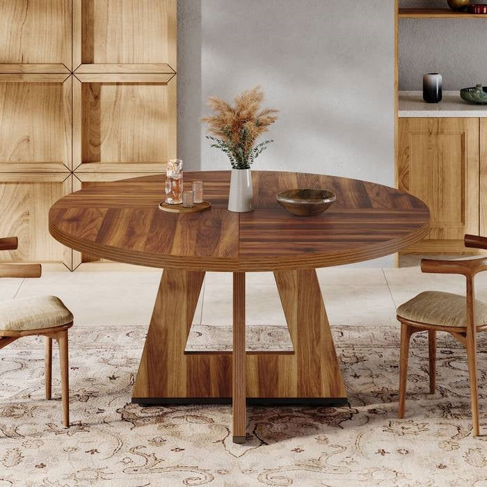 Vintage Brown 47-Inch Round Farmhouse Dining Table