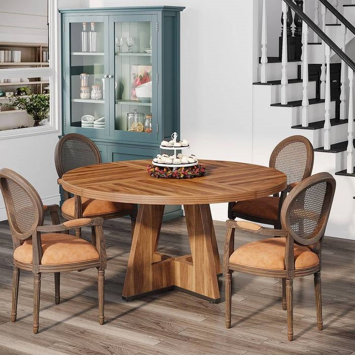Vintage Brown 47-Inch Round Farmhouse Dining Table