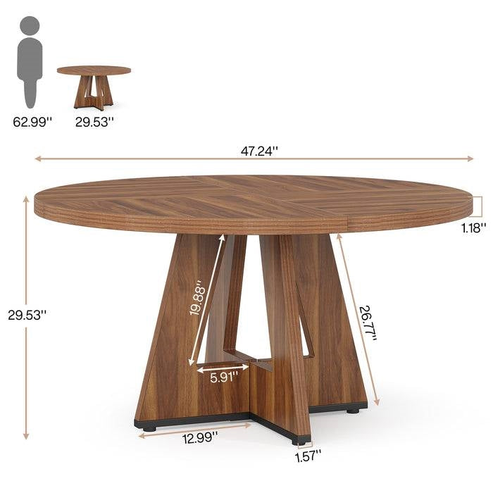Vintage Brown 47-Inch Round Farmhouse Dining Table