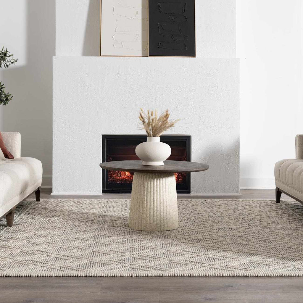 Ramsbury Ivory Wool Farmhouse Area Rug