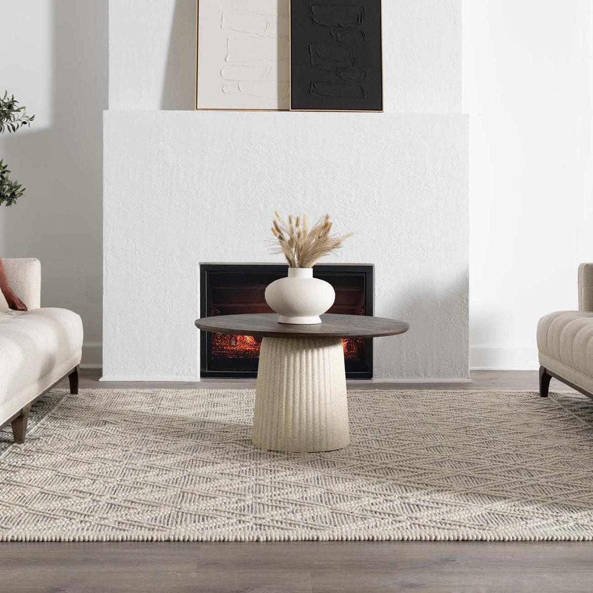 Ramsbury Ivory Wool Farmhouse Area Rug