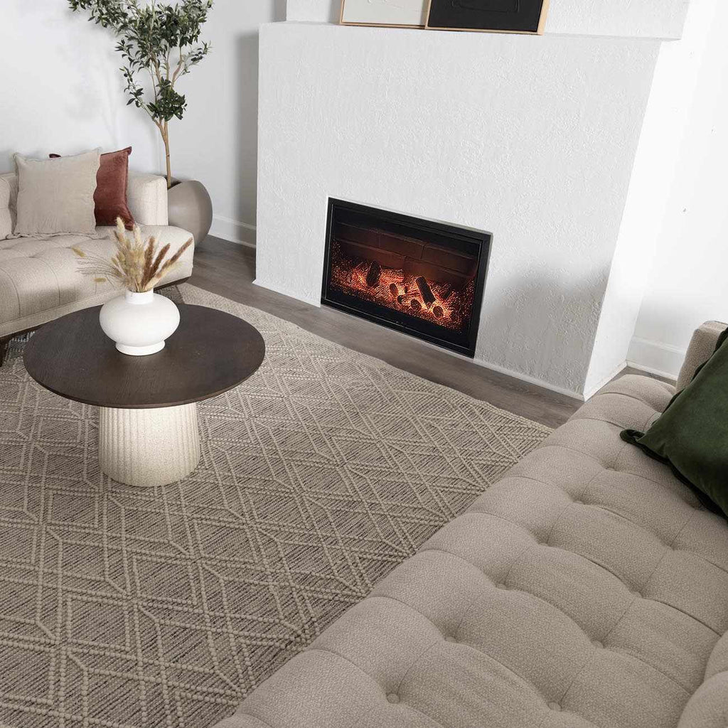 Ramsbury Ivory Wool Farmhouse Area Rug