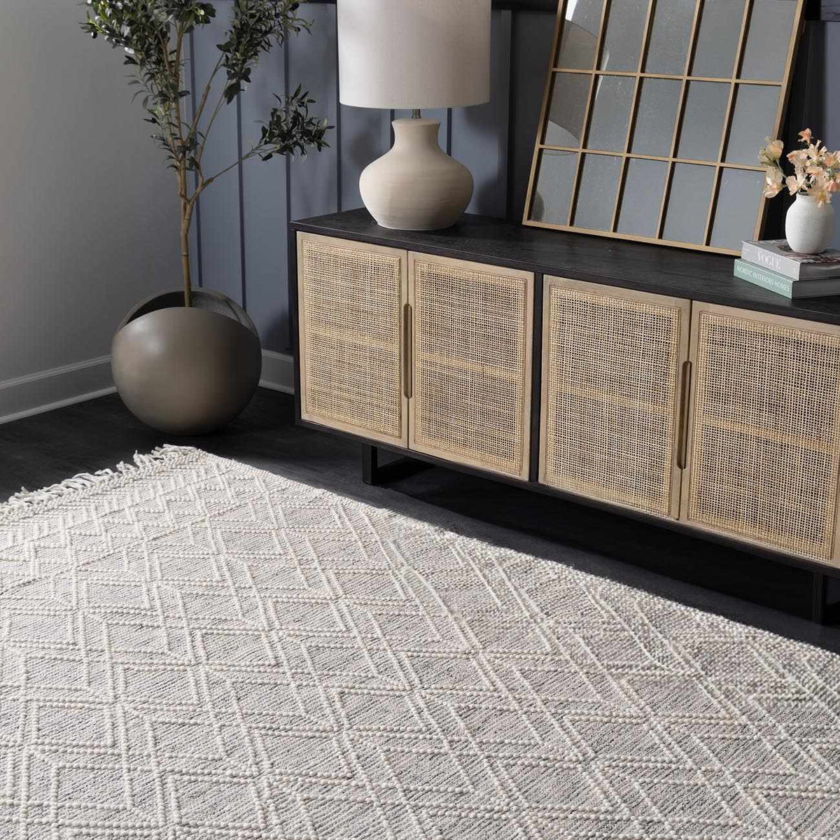 Ramsbury Ivory Wool Farmhouse Area Rug
