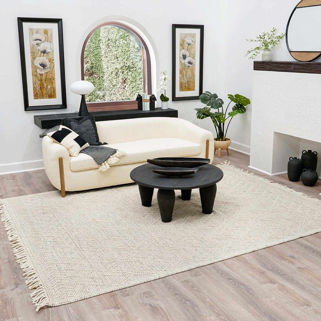 Ramsbury Ivory Wool Farmhouse Area Rug