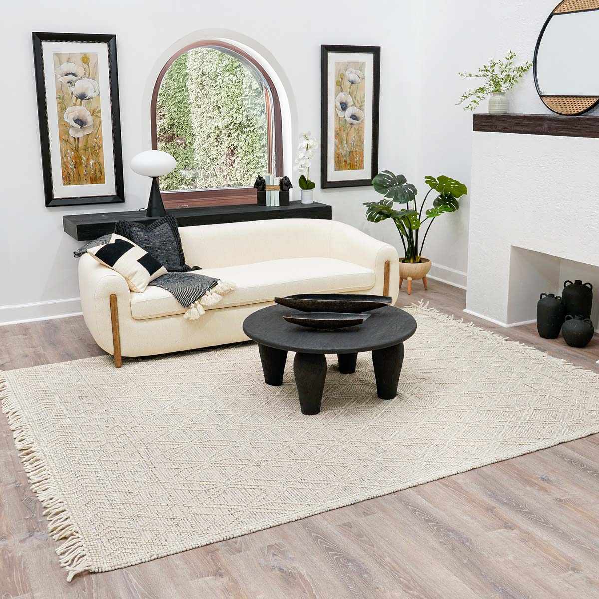 Ramsbury Ivory Wool Farmhouse Area Rug