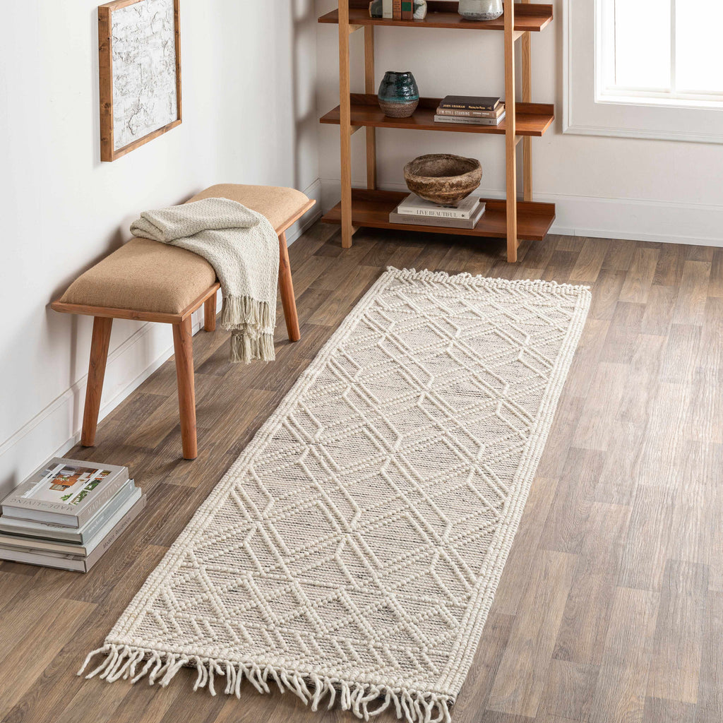 Ramsbury Ivory Wool Farmhouse Area Rug