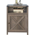 Rustic Oak Barn Door Farmhouse Nightstand
