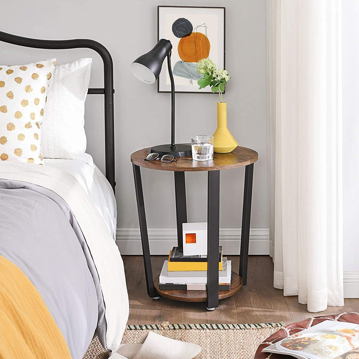 Rustic Round Farmhouse Side Table