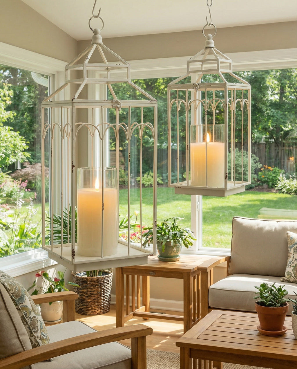 Ashley White Farmhouse Metal Lantern