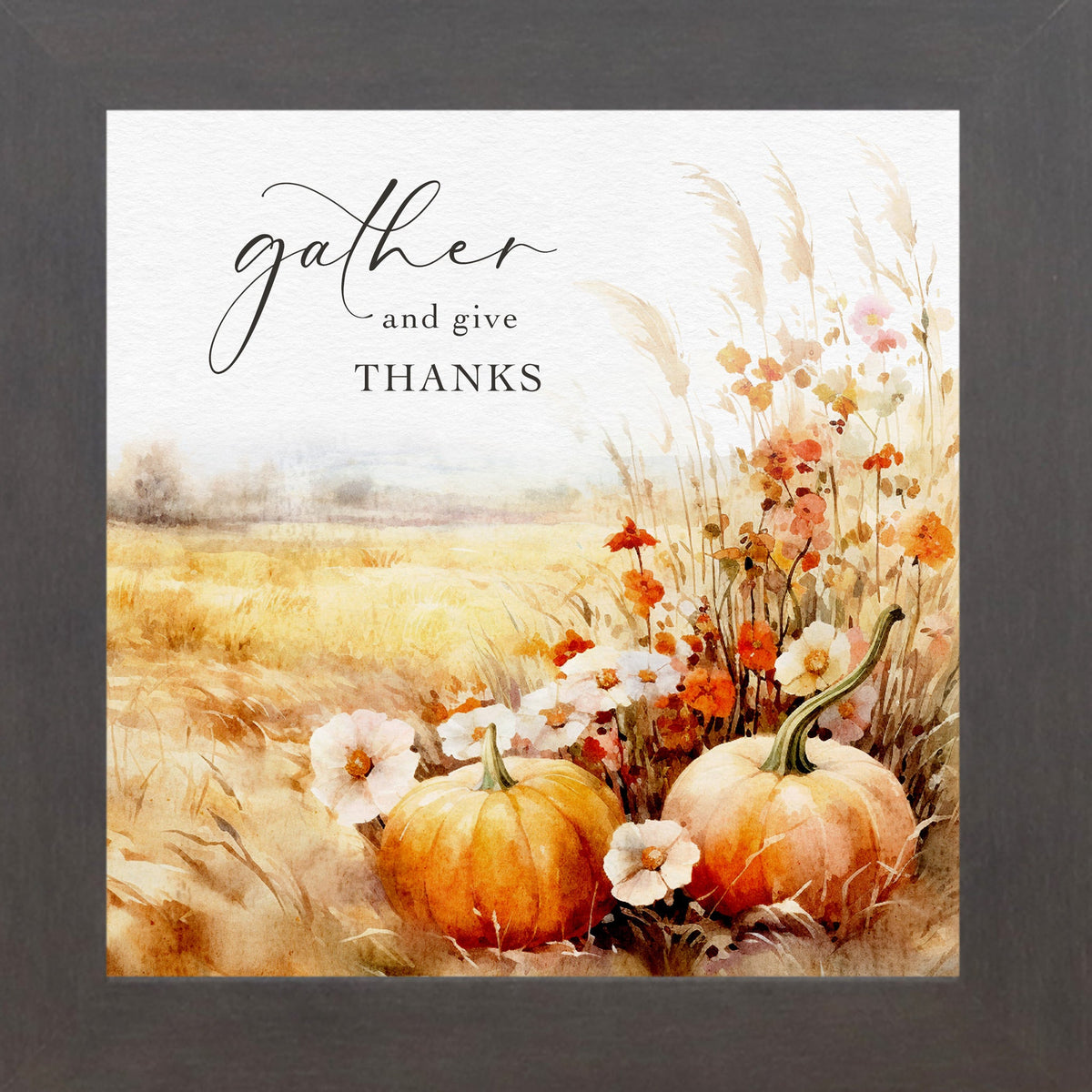 Gather & Give Thanks Watercolor Pumpkin Wall Art