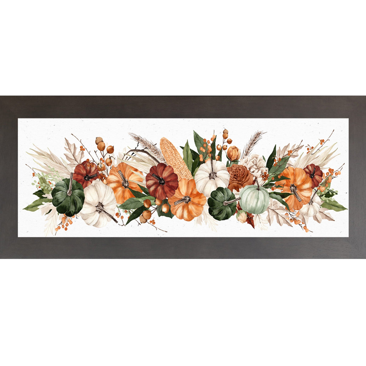 Harvest Pumpkin & Wheat Panoramic Farmhouse Wall Art