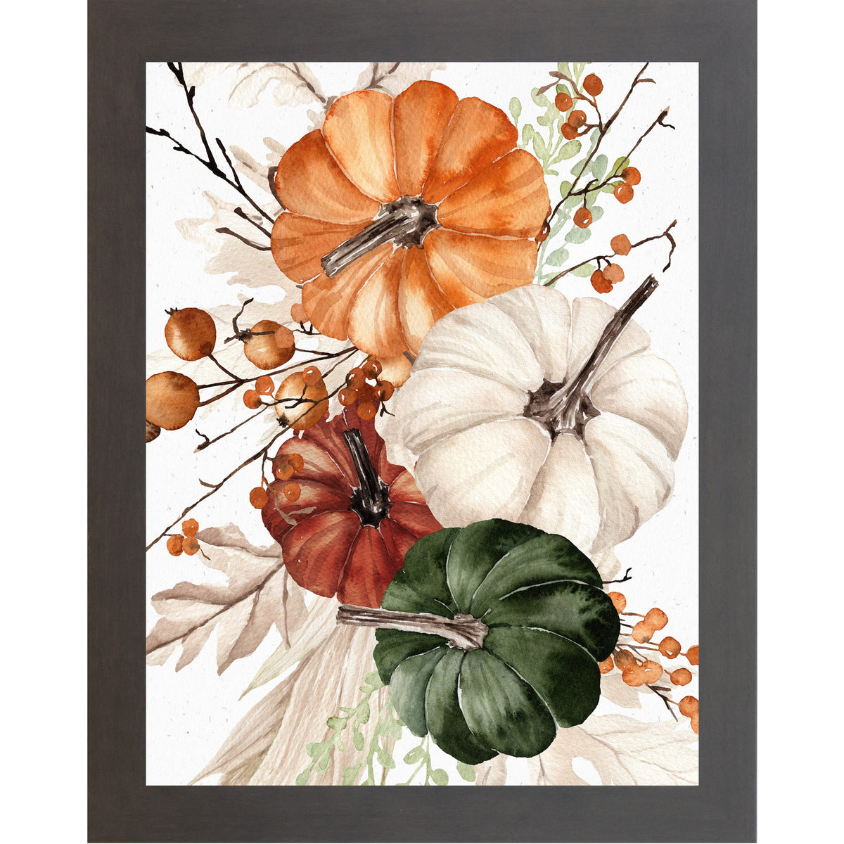 Watercolor Pumpkin Bouquet Farmhouse Wall Art