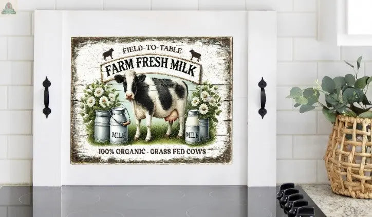 Farm Fresh Cow Farmhouse Stove Cover