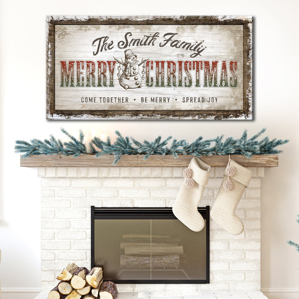 Rustic Merry Christmas Farmhouse Canvas Sign