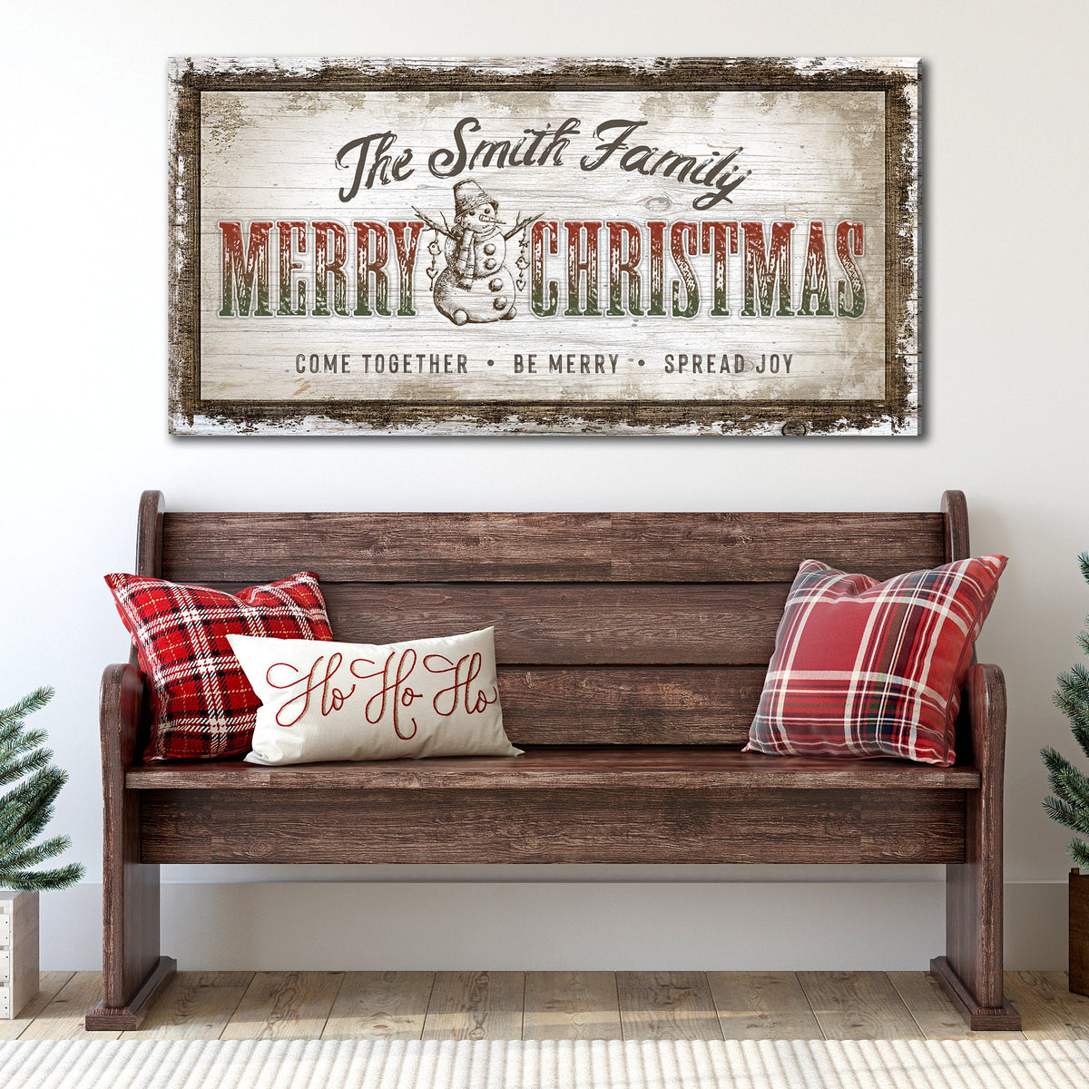 Rustic Merry Christmas Farmhouse Canvas Sign