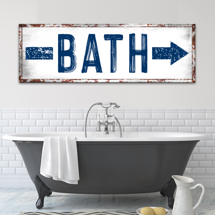Rustic Farmhouse Bath Arrow Canvas Sign