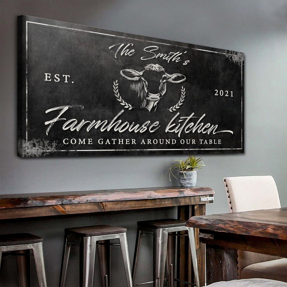 Personalized Farmhouse Kitchen Canvas Sign