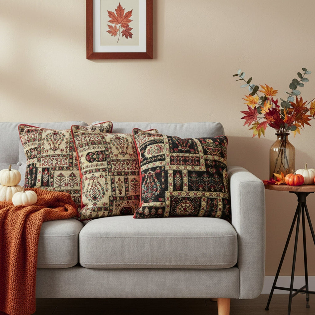Vintage Botanical Cottage Tapestry Pillow Cover