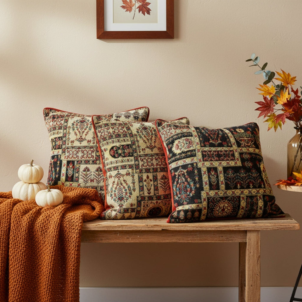 Vintage Botanical Cottage Tapestry Pillow Cover