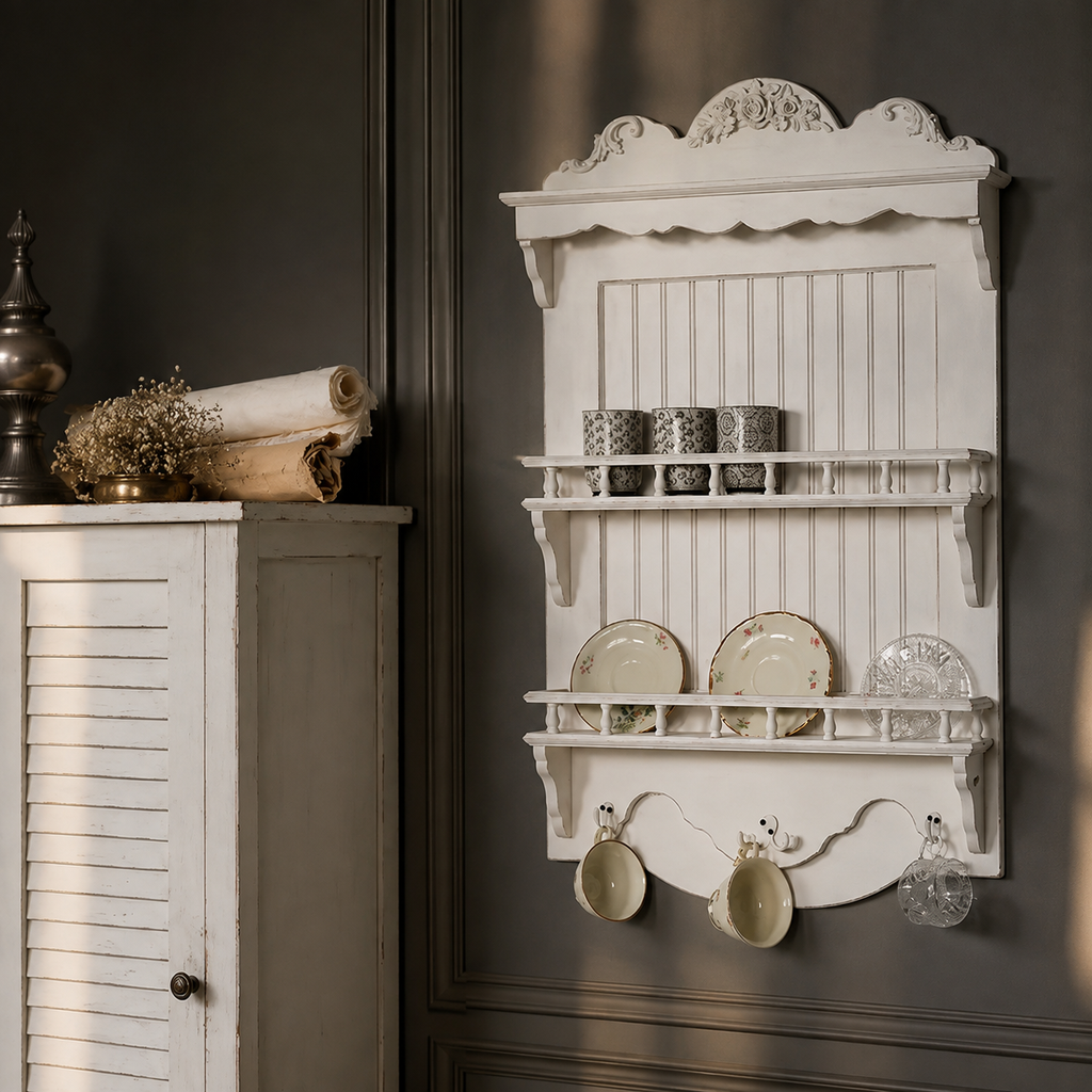 French Country Wall-Mounted Plate & Dish Rack