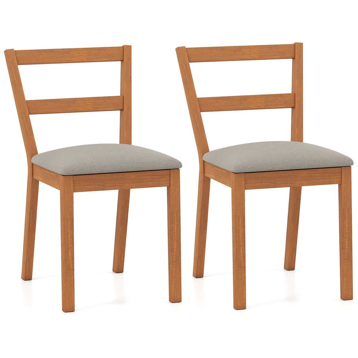Rustic Brown Upholstered Farmhouse Dining Chairs – Set of 2