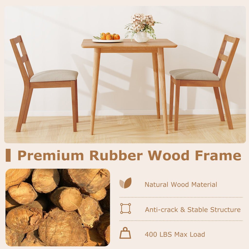 Rustic Brown Upholstered Farmhouse Dining Chairs – Set of 2