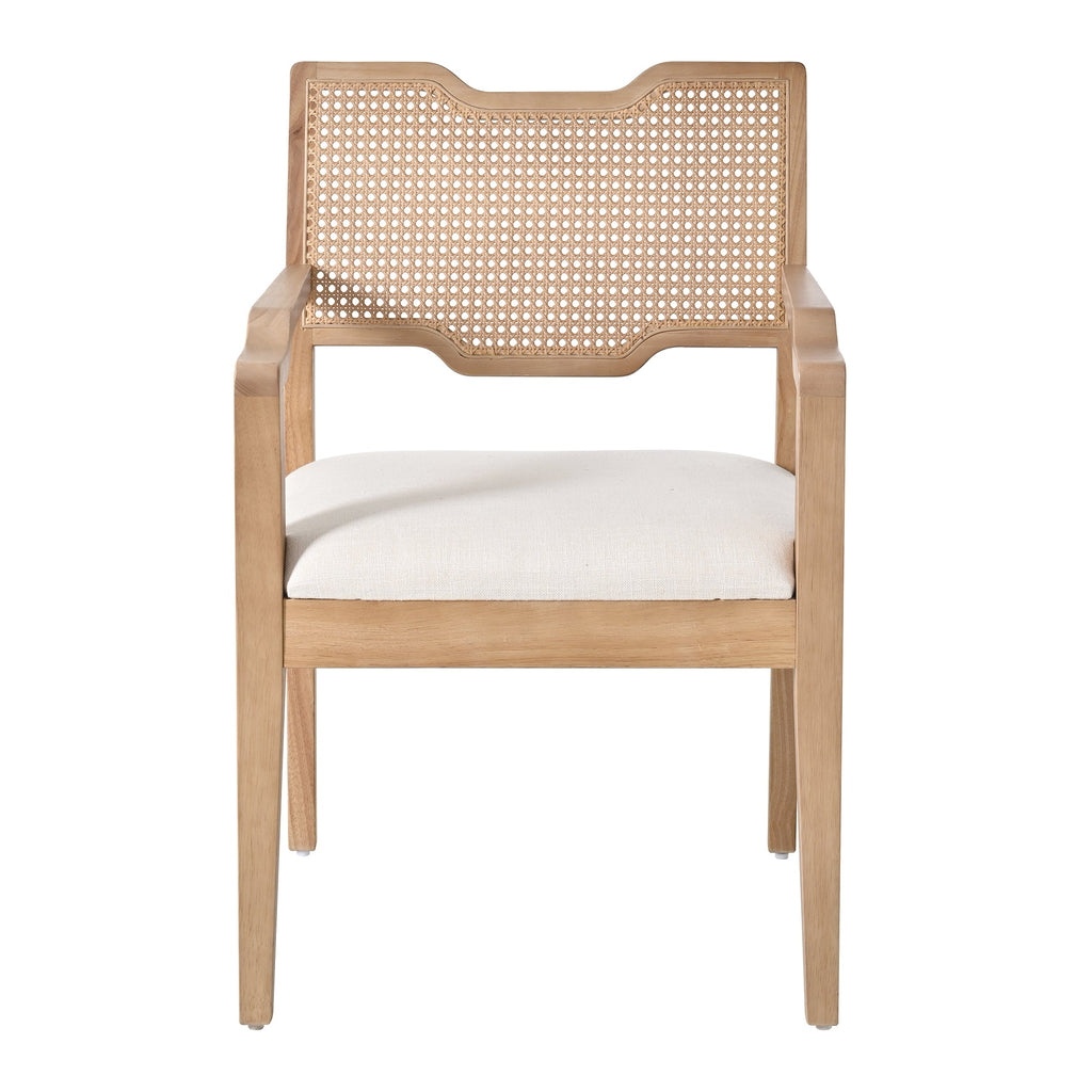 Natural Rattan-Back Farmhouse Dining Chairs – Set of 2