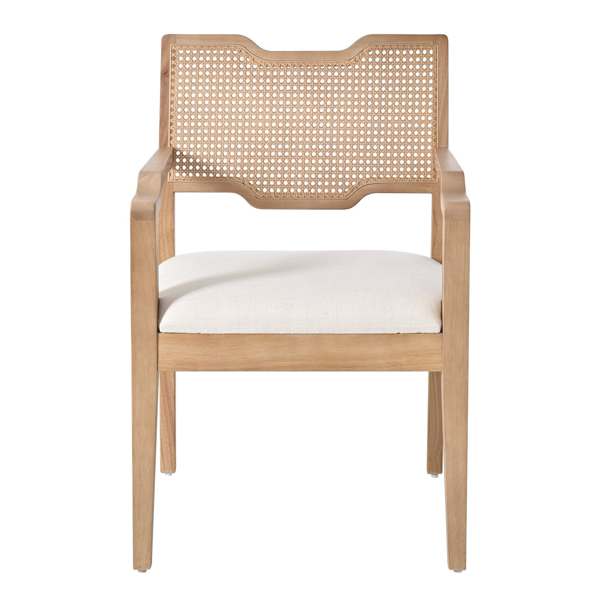 Natural Rattan-Back Farmhouse Dining Chairs – Set of 2