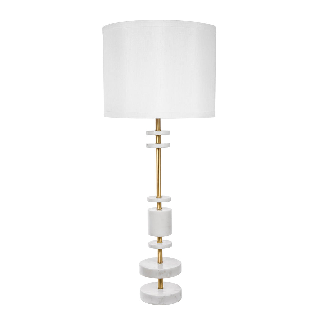 White Marble & Brass Farmhouse Table Lamp