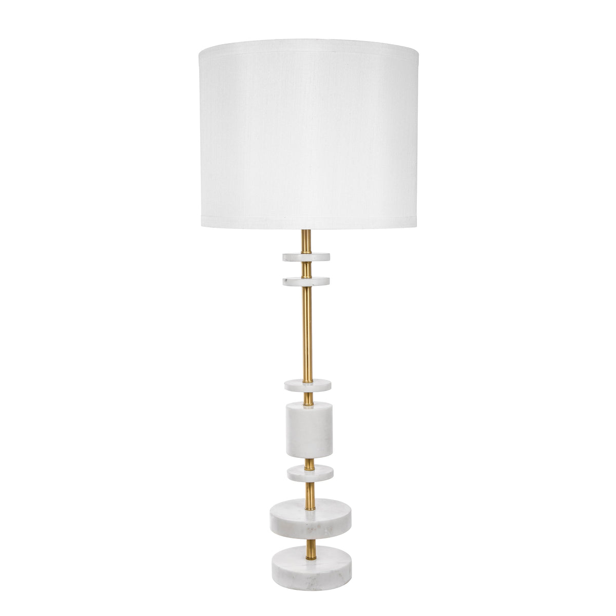 White Marble & Brass Farmhouse Table Lamp