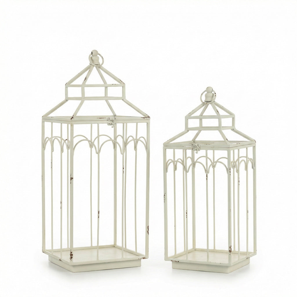 Ashley White Farmhouse Metal Lantern