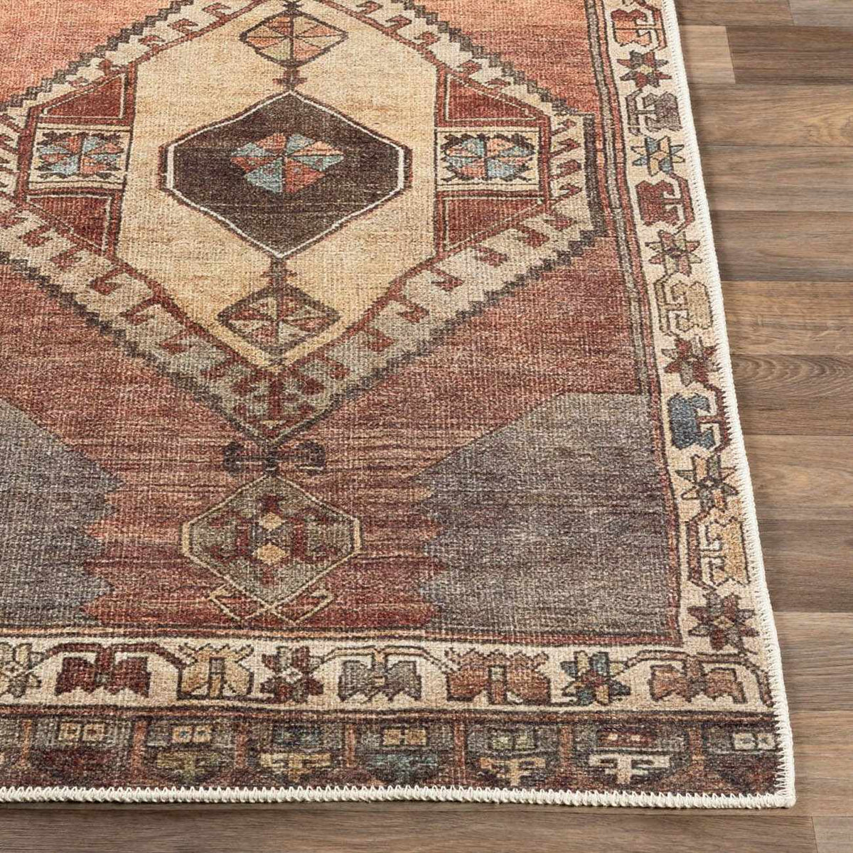 Medinah Vintage-Style Washable Farmhouse Runner Rug