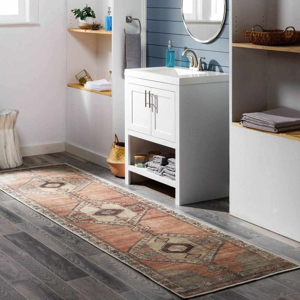 Medinah Vintage-Style Washable Farmhouse Runner Rug