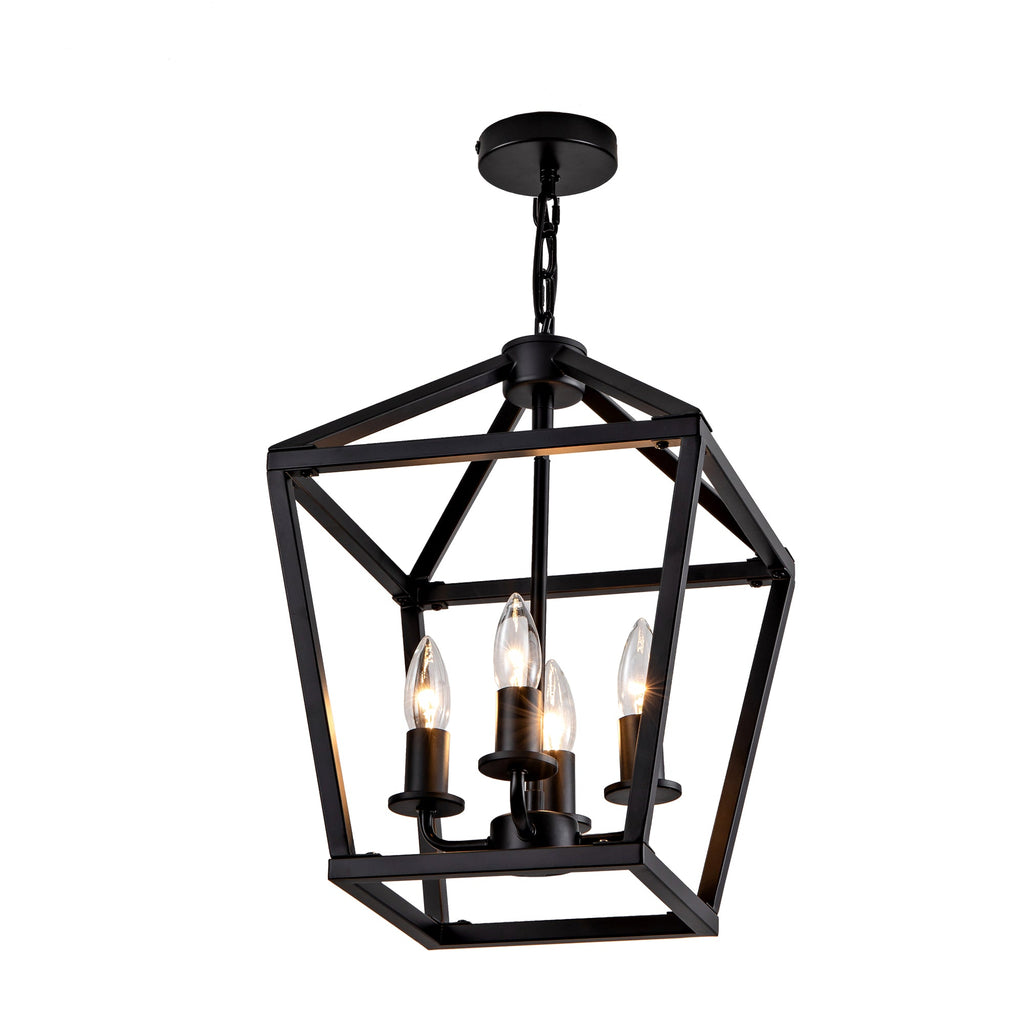 4-Light Wrought Iron Farmhouse Lantern Chandelier
