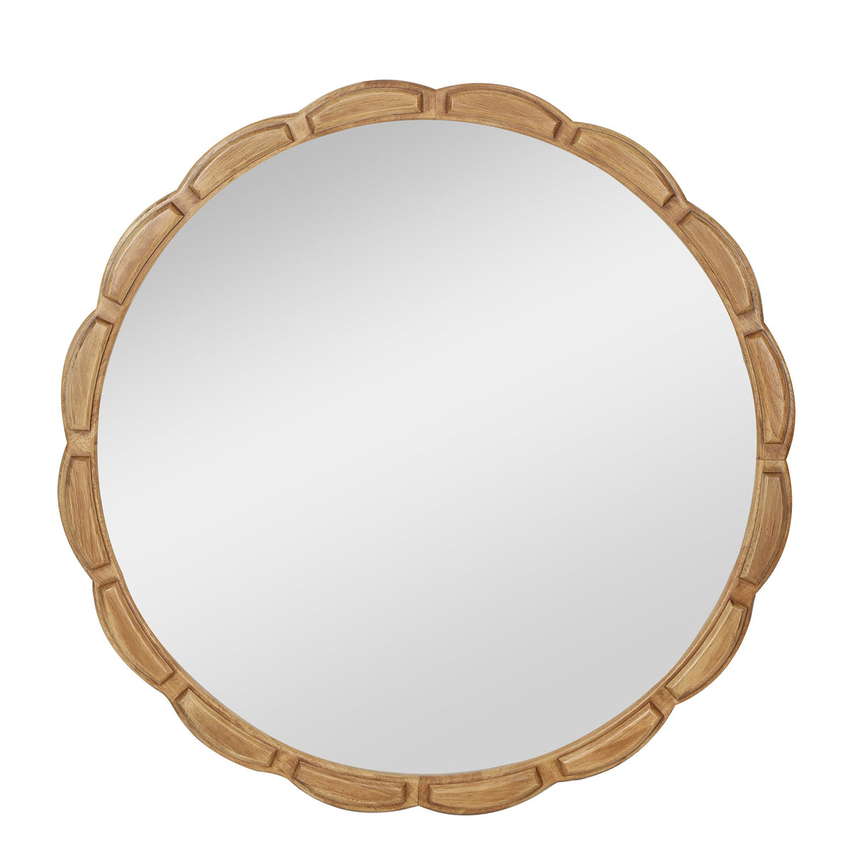 31.5-Inch Carved Wood Round Farmhouse Mirror