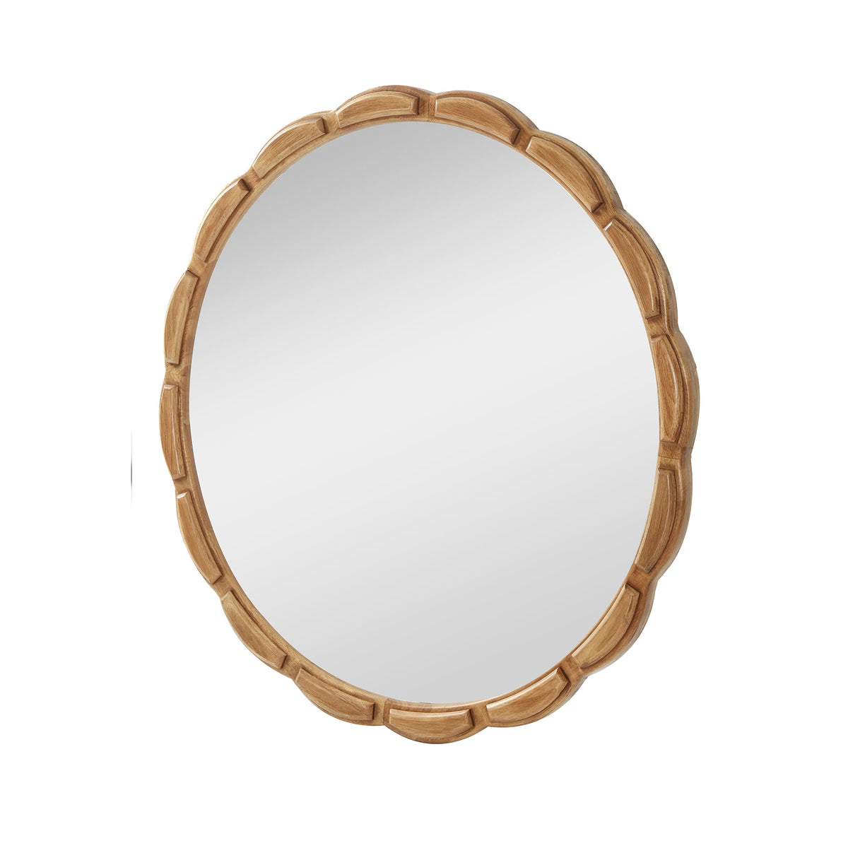 31.5-Inch Carved Wood Round Farmhouse Mirror