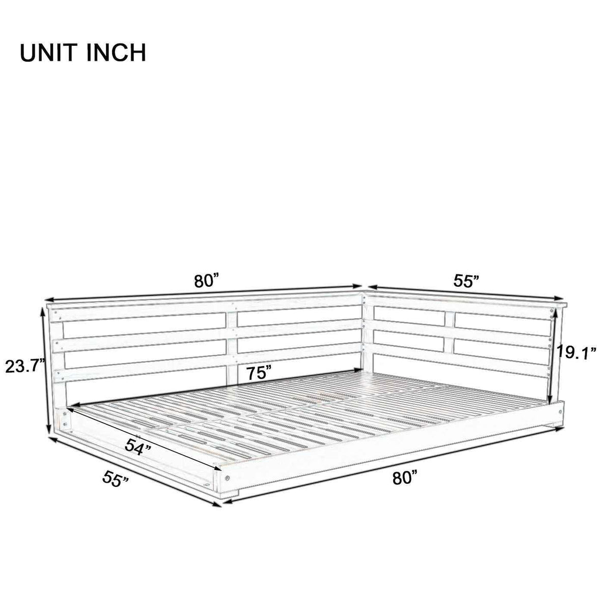 Full-Size Acacia Wood Farmhouse Porch Swing Bed