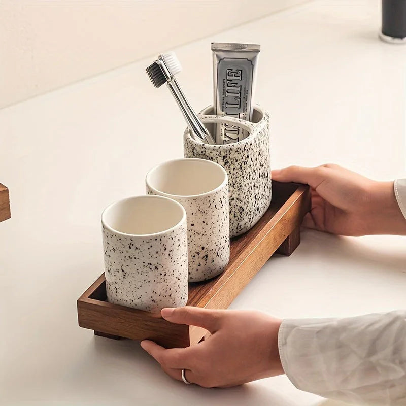 Rustic Acacia Wood Bathroom Vanity Tray