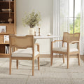 Natural Rattan-Back Farmhouse Dining Chairs – Set of 2